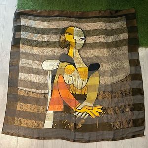 Large Picasso Silk Scarf / shawl . 41 in x 41 in rare Picasso painting designer